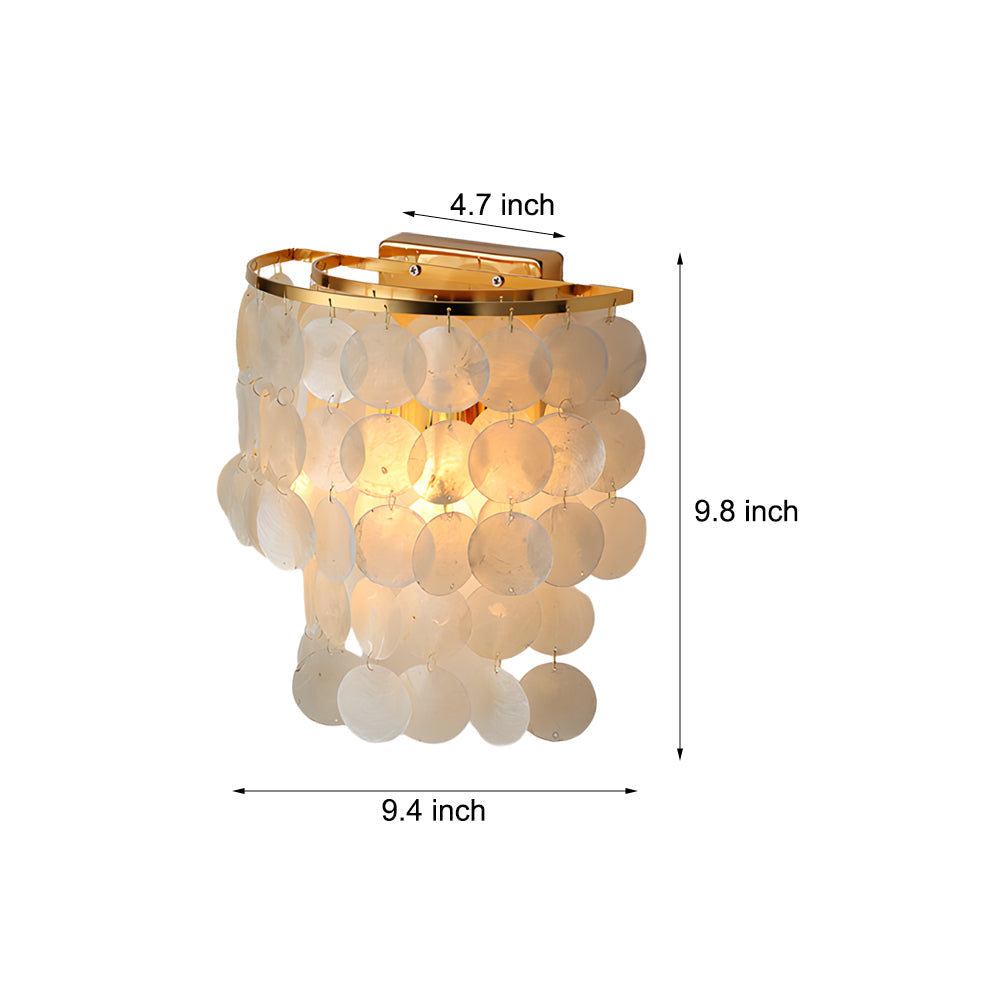 Gold Chrome Coastal Capiz Shell Wall Sconce Led Metallic Bedside Wall Lighting