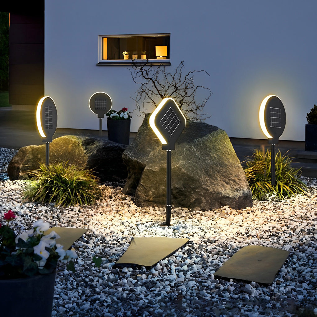 Circular Geometric Shape Solar Lawn Light Ha077950