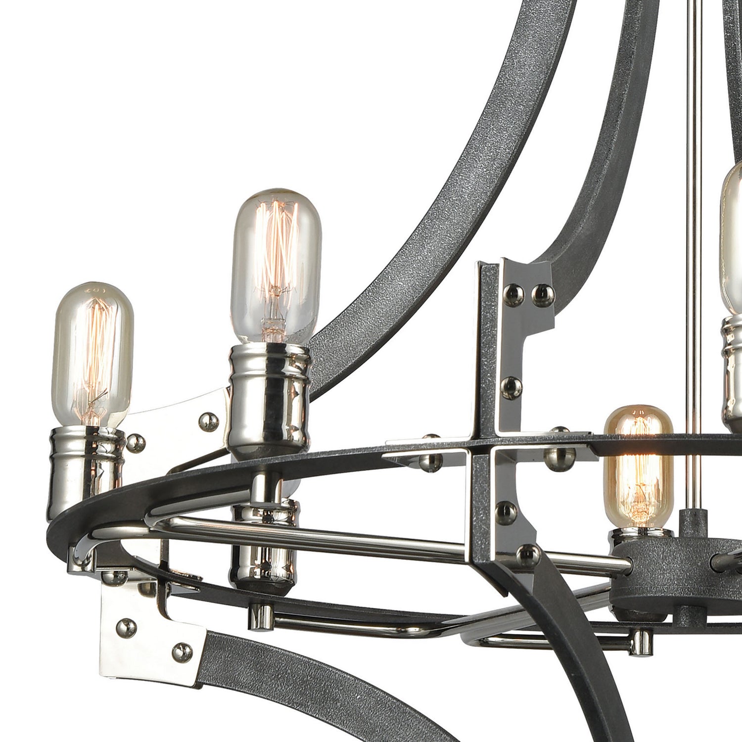 Riveted Plate Eight Light Chandelier