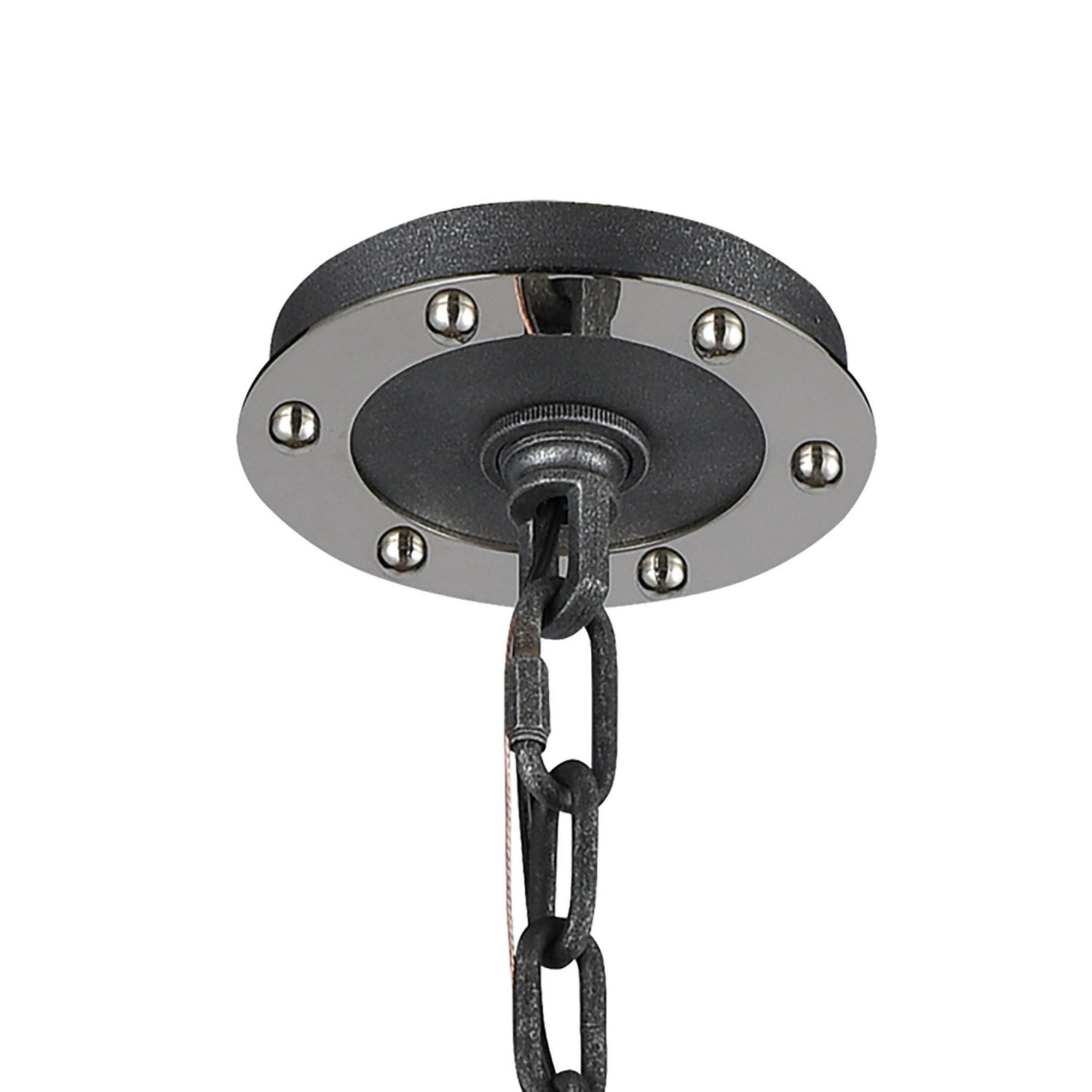 Riveted Plate Eight Light Chandelier
