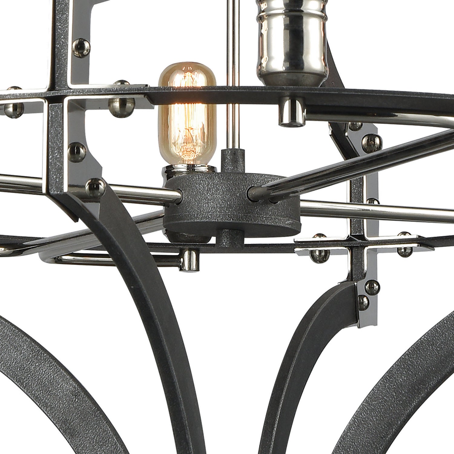 Riveted Plate Eight Light Chandelier