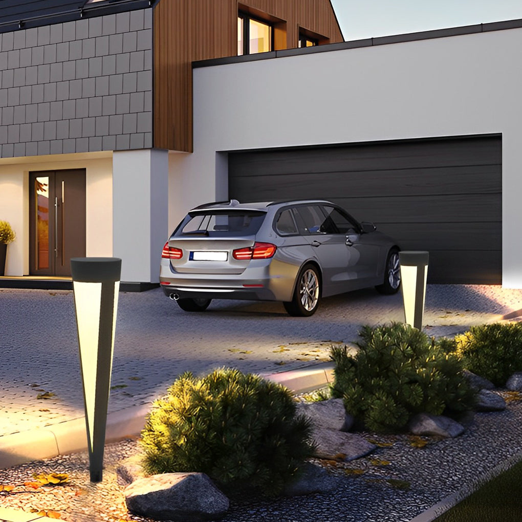 Round Gray Modern Solar Outdoor Lights Ha076213
