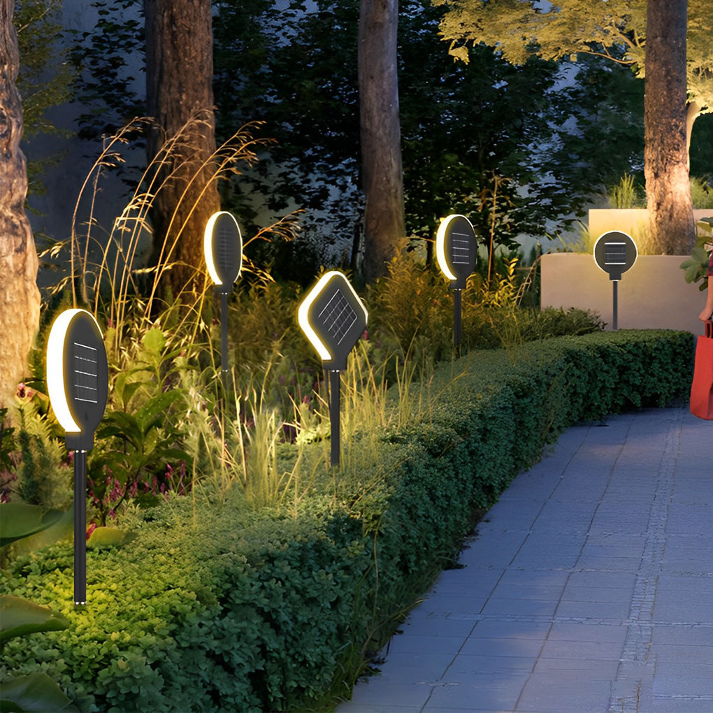 Circular Geometric Shape Solar Lawn Light Ha077950