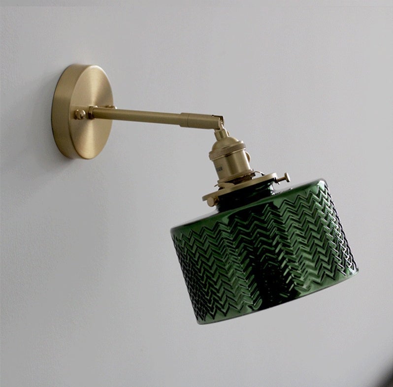 shiny-green-glass-cylinder-led-wall-light-in-art-deco-style