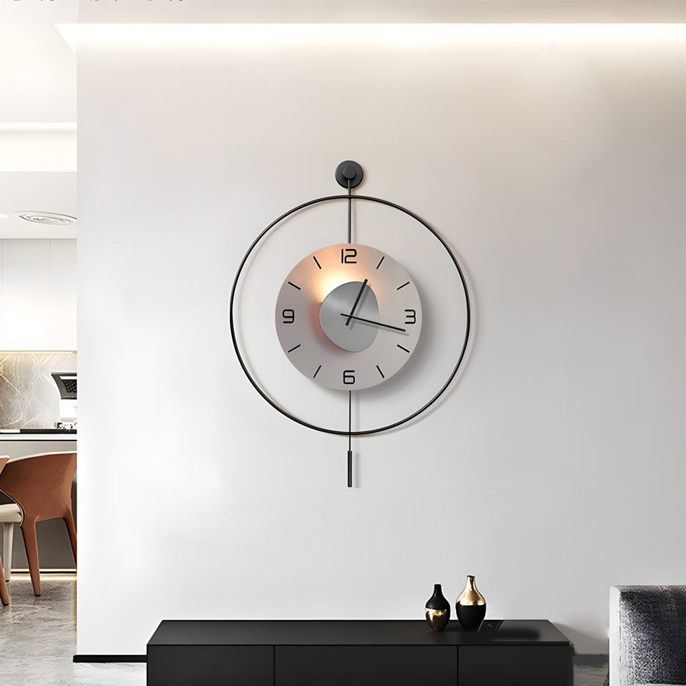Battery Operated Round Led Hanging Metal Wall Clock