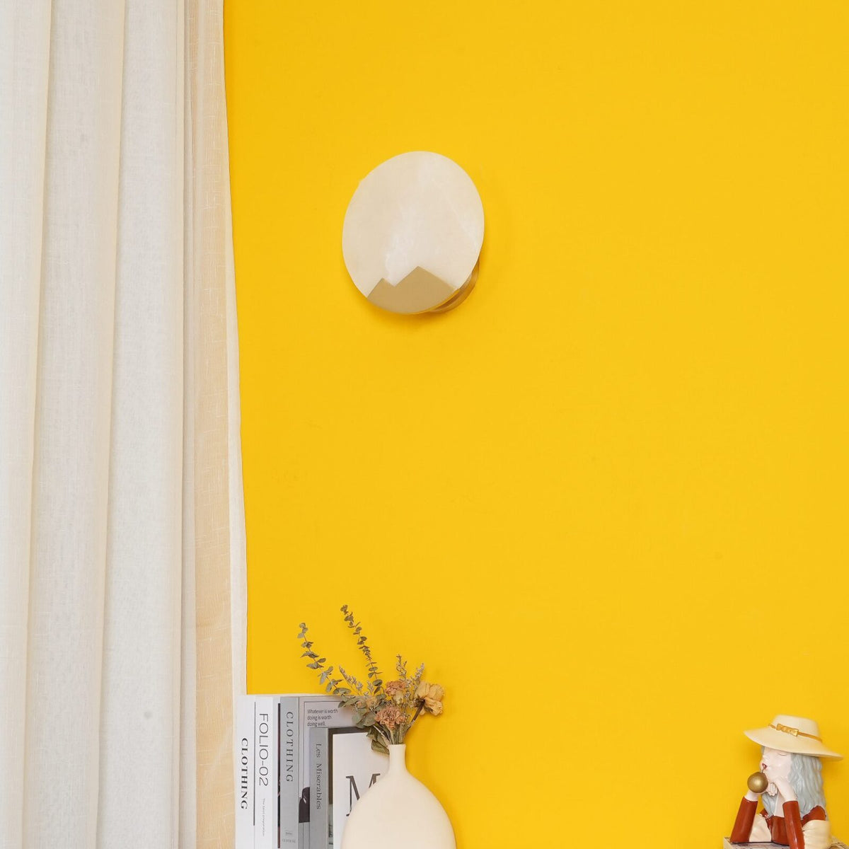 Polished Brass Wall Sconce with Alab