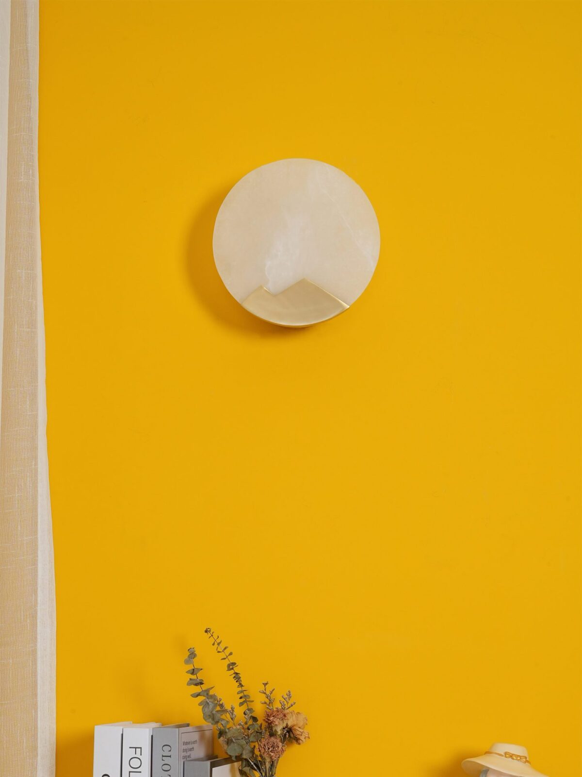Polished Brass Wall Sconce with Alab