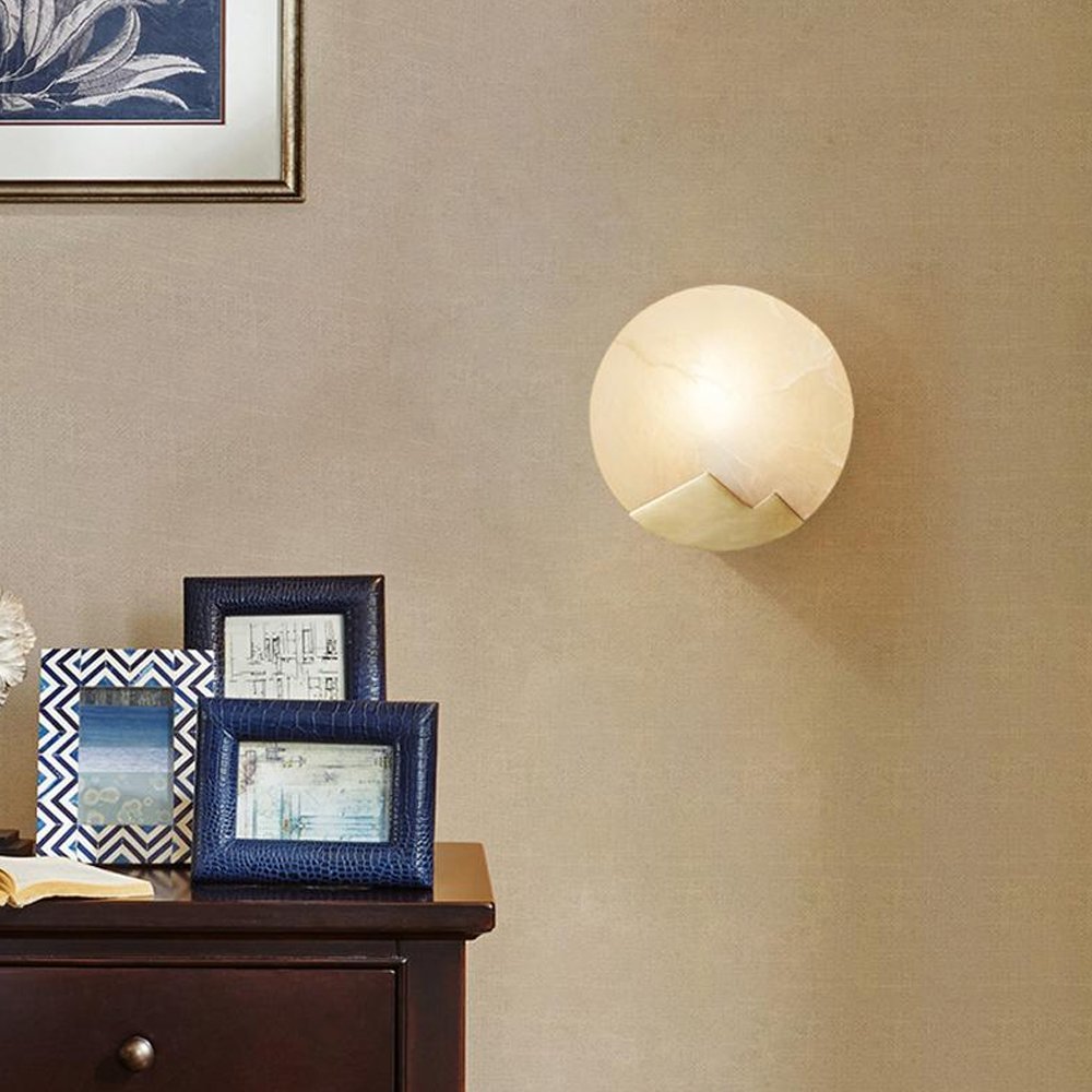 Polished Brass Wall Sconce with Alab
