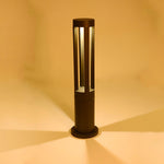Black Cylindrical Garden Outdoor Light With Solar Panel