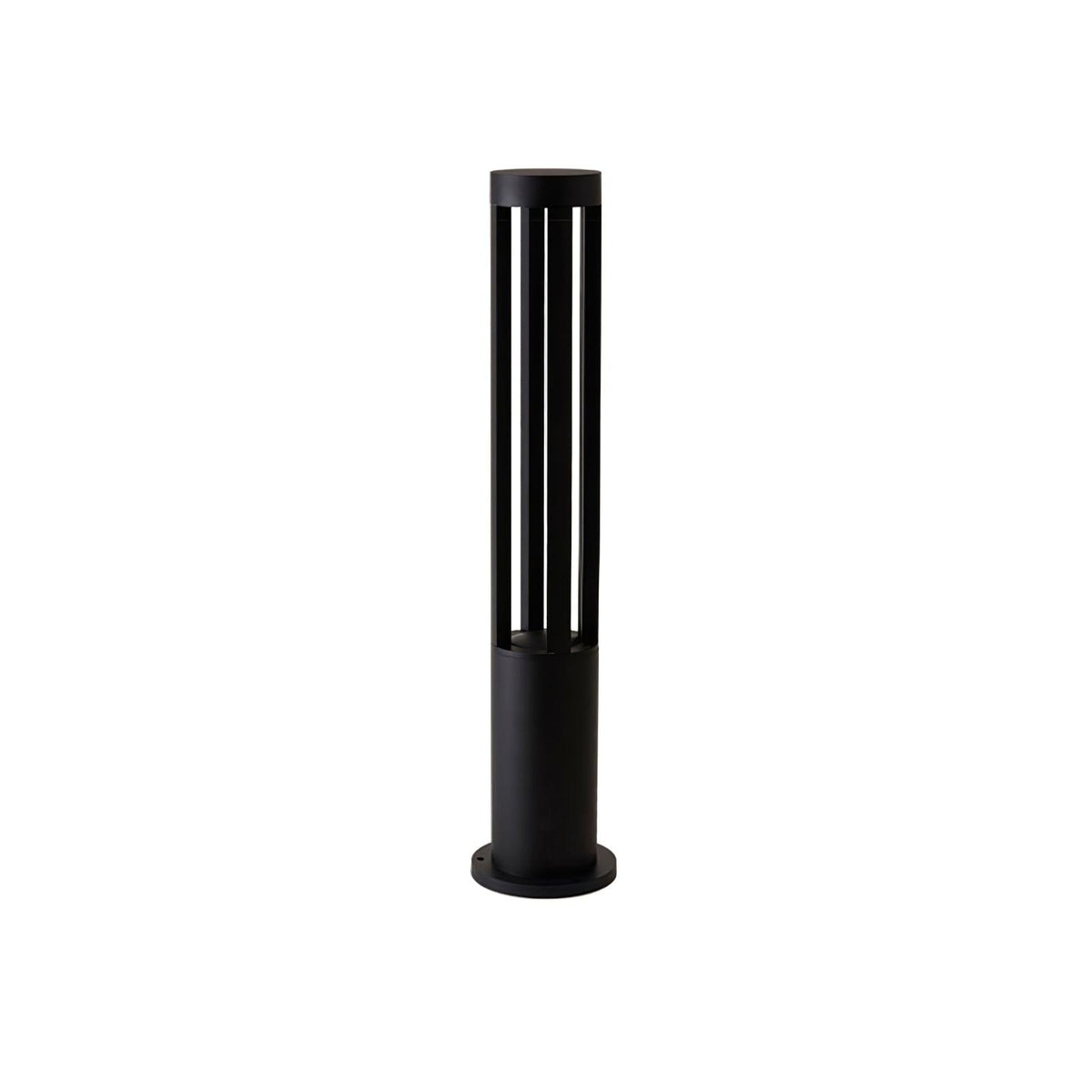 Black Cylindrical Garden Outdoor Light With Solar Panel
