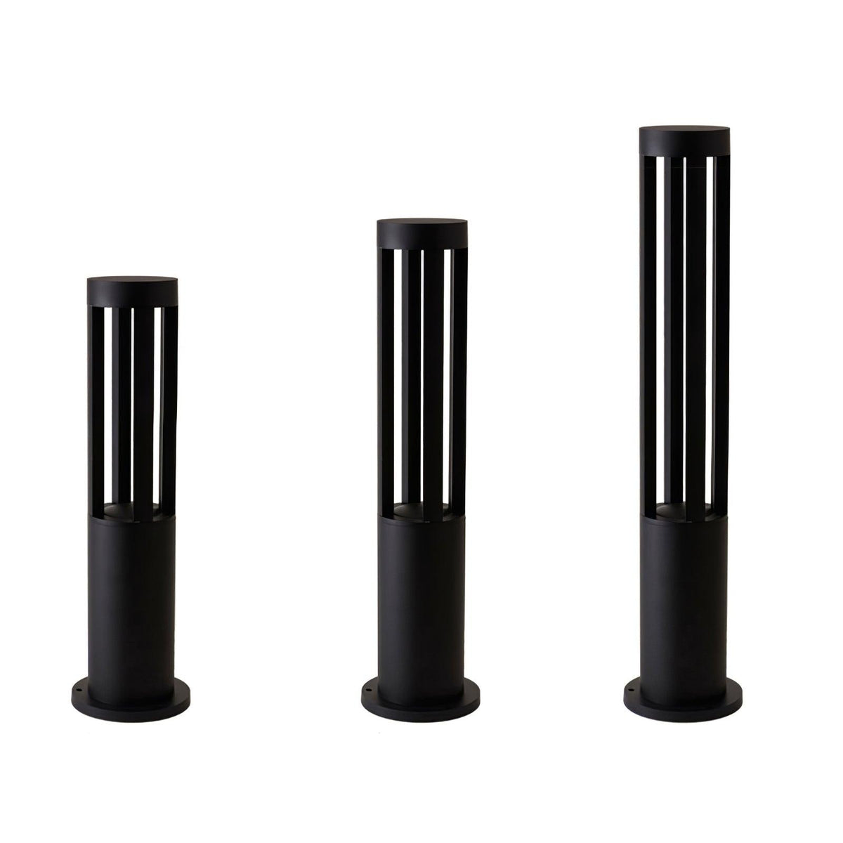Black Cylindrical Garden Outdoor Light With Solar Panel