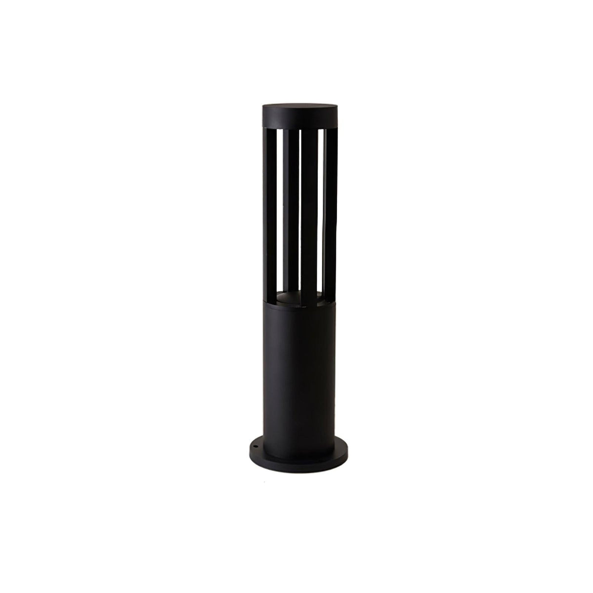 Black Cylindrical Garden Outdoor Light With Solar Panel