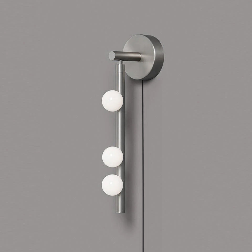 Brass Glass Tube Plug In Wall Lamp