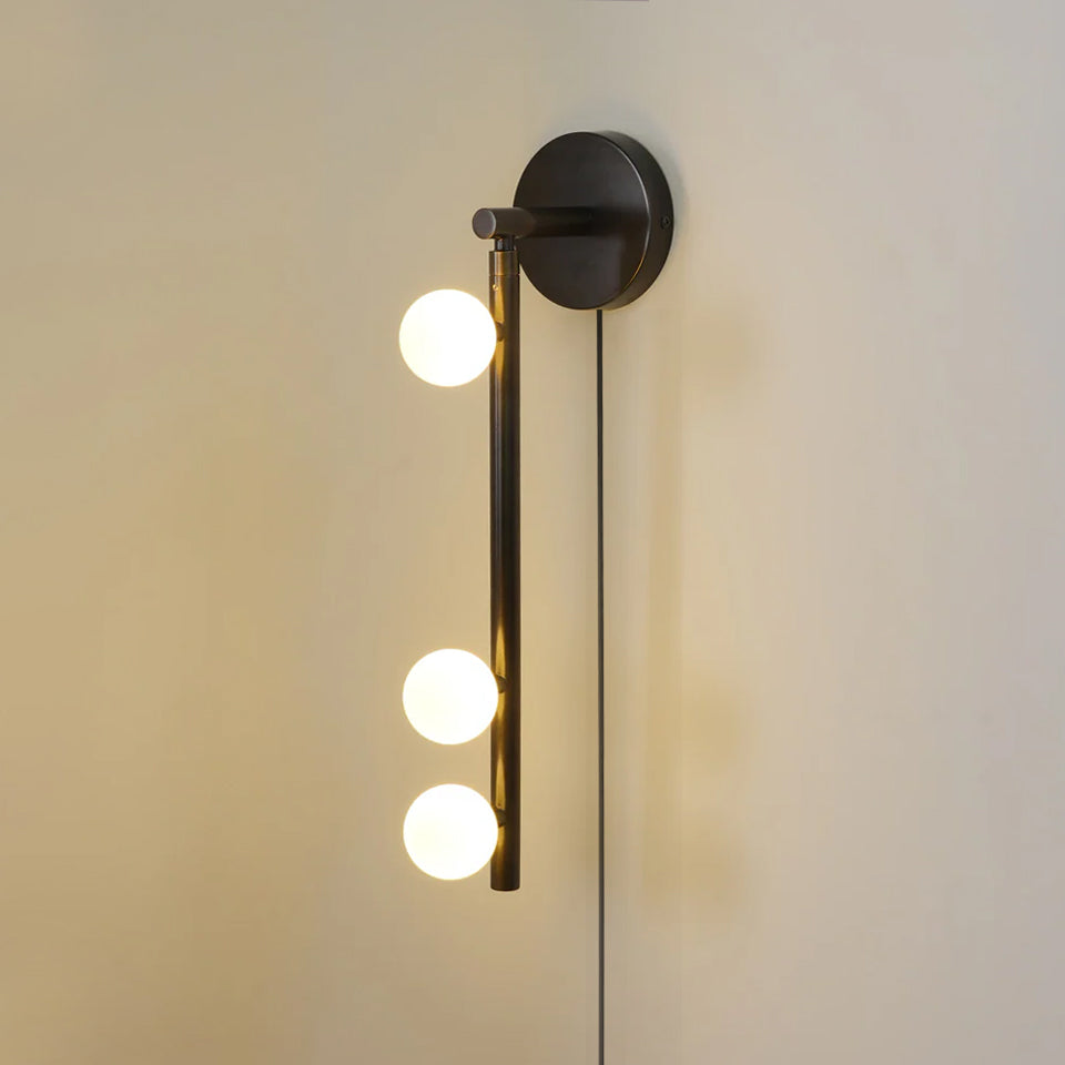 Brass Glass Tube Plug In Wall Lamp