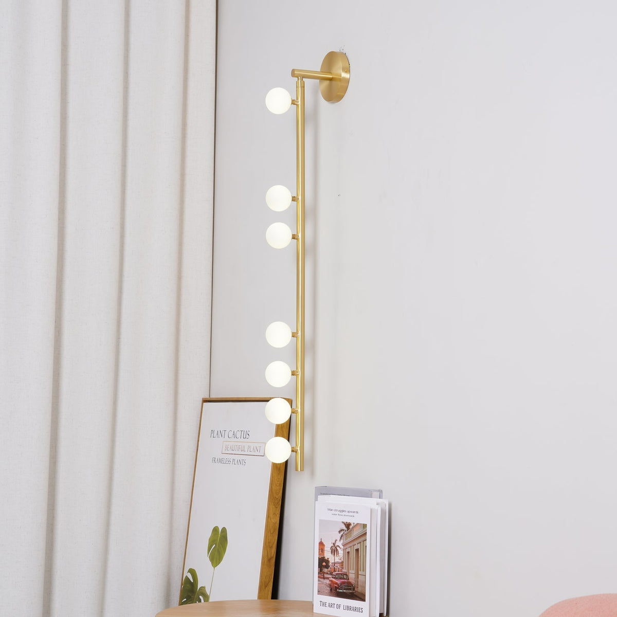 Brass Glass Tube Plug In Wall Lamp