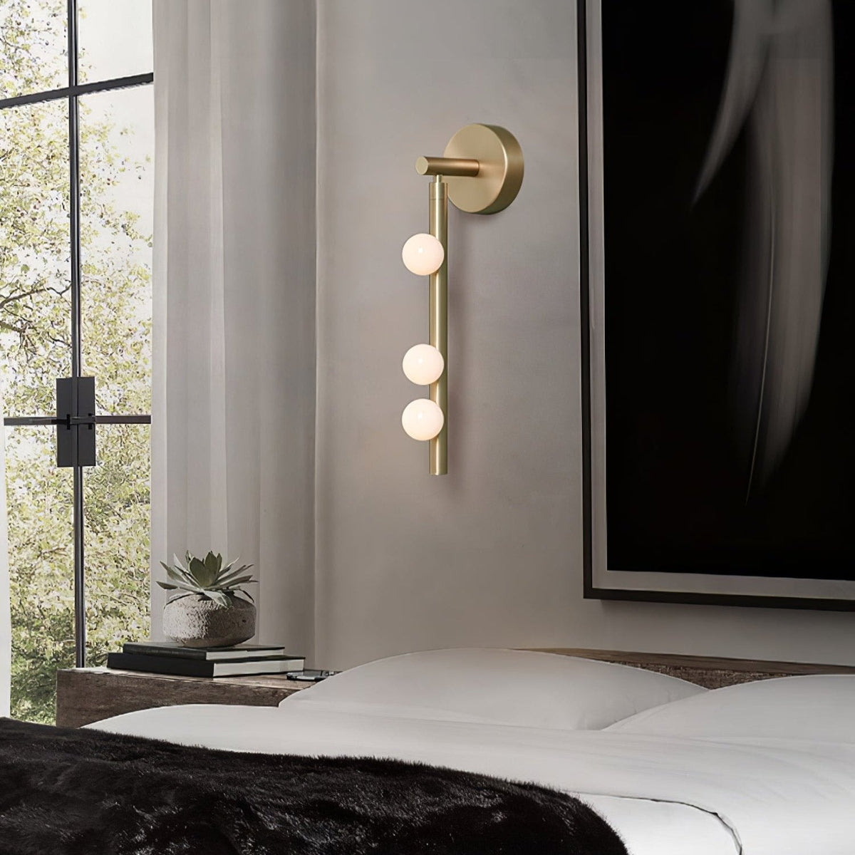 Brass Glass Tube Plug In Wall Lamp