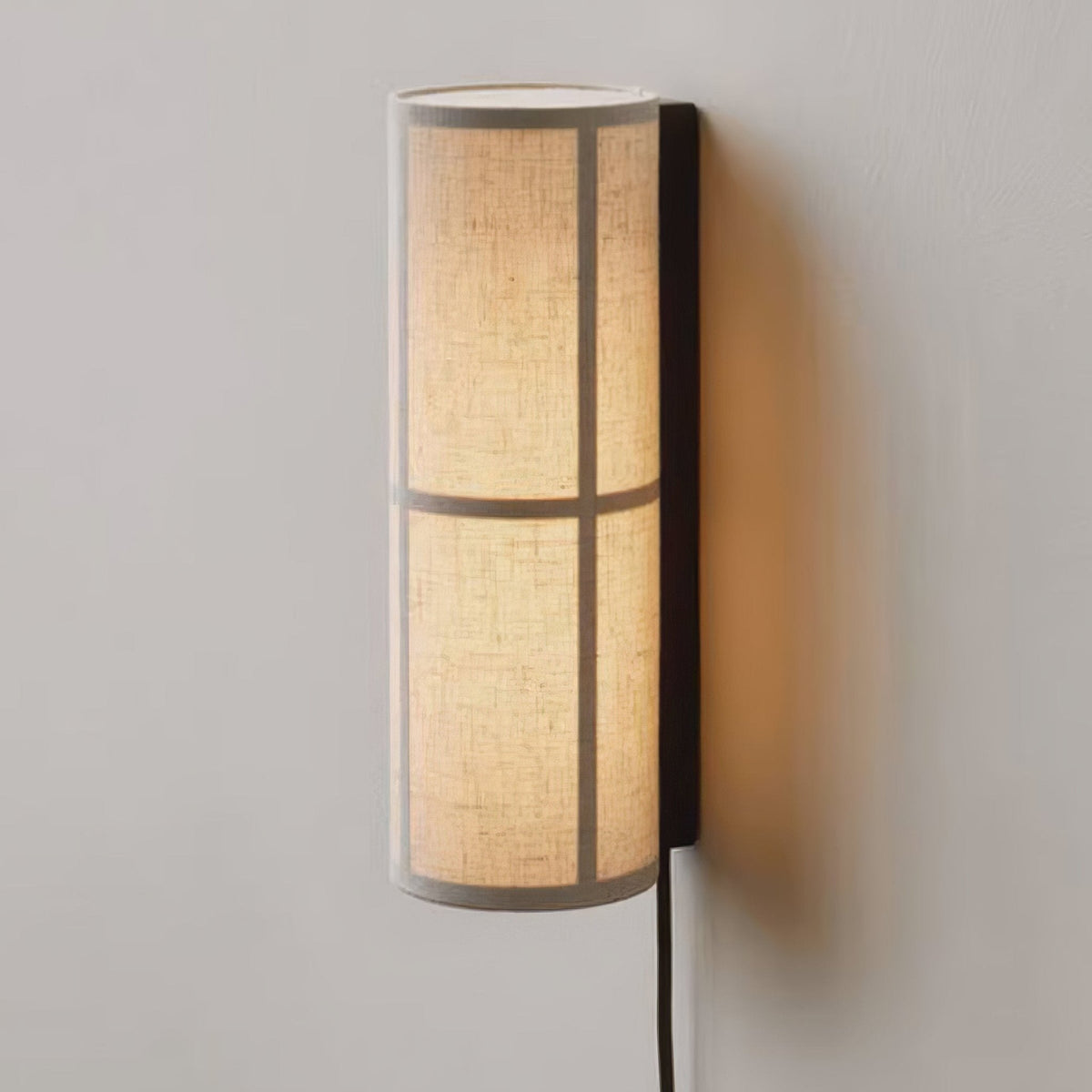 Cylinder Fabric Plug In Wall Lamp