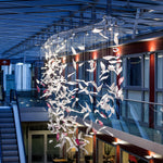 Crystal Glass Feather Crown Hanging Chandelier