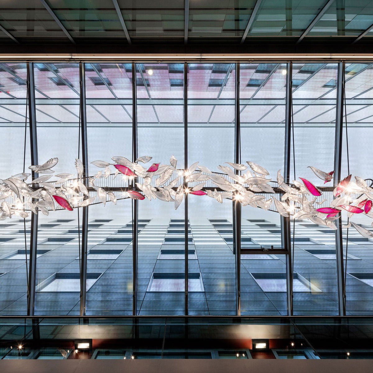 Crystal Glass Feather Crown Hanging Chandelier