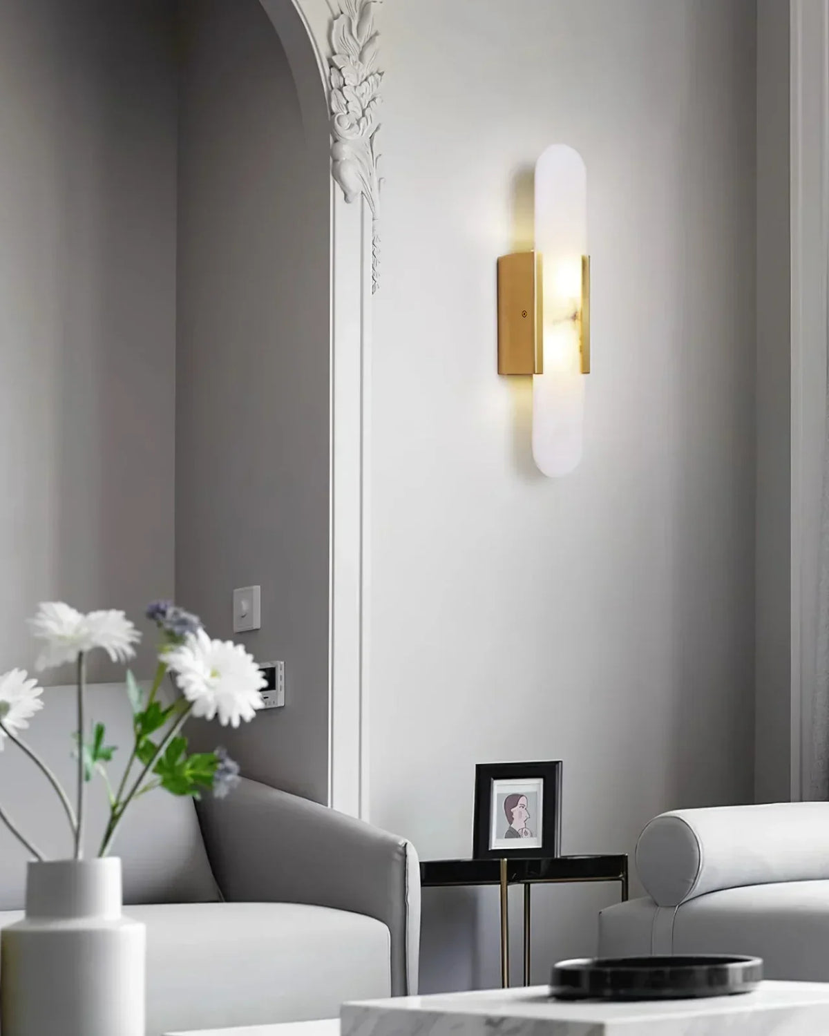 Melange Elongated Alabaster Sconce