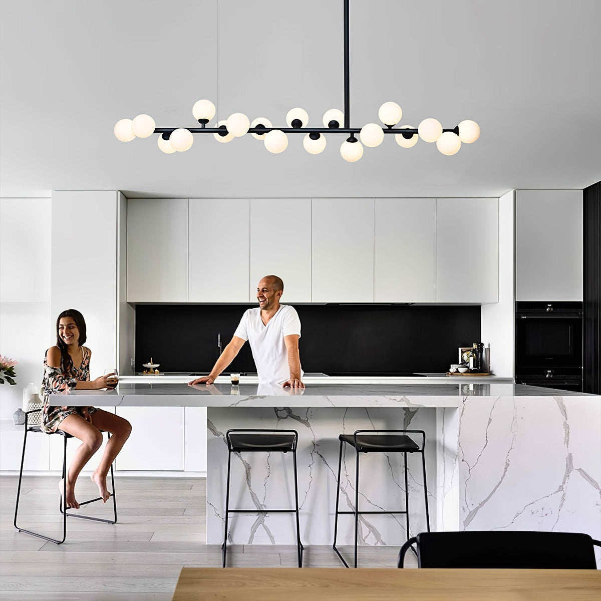 Geometric Linear Ball Pendant Chandelier Ceiling