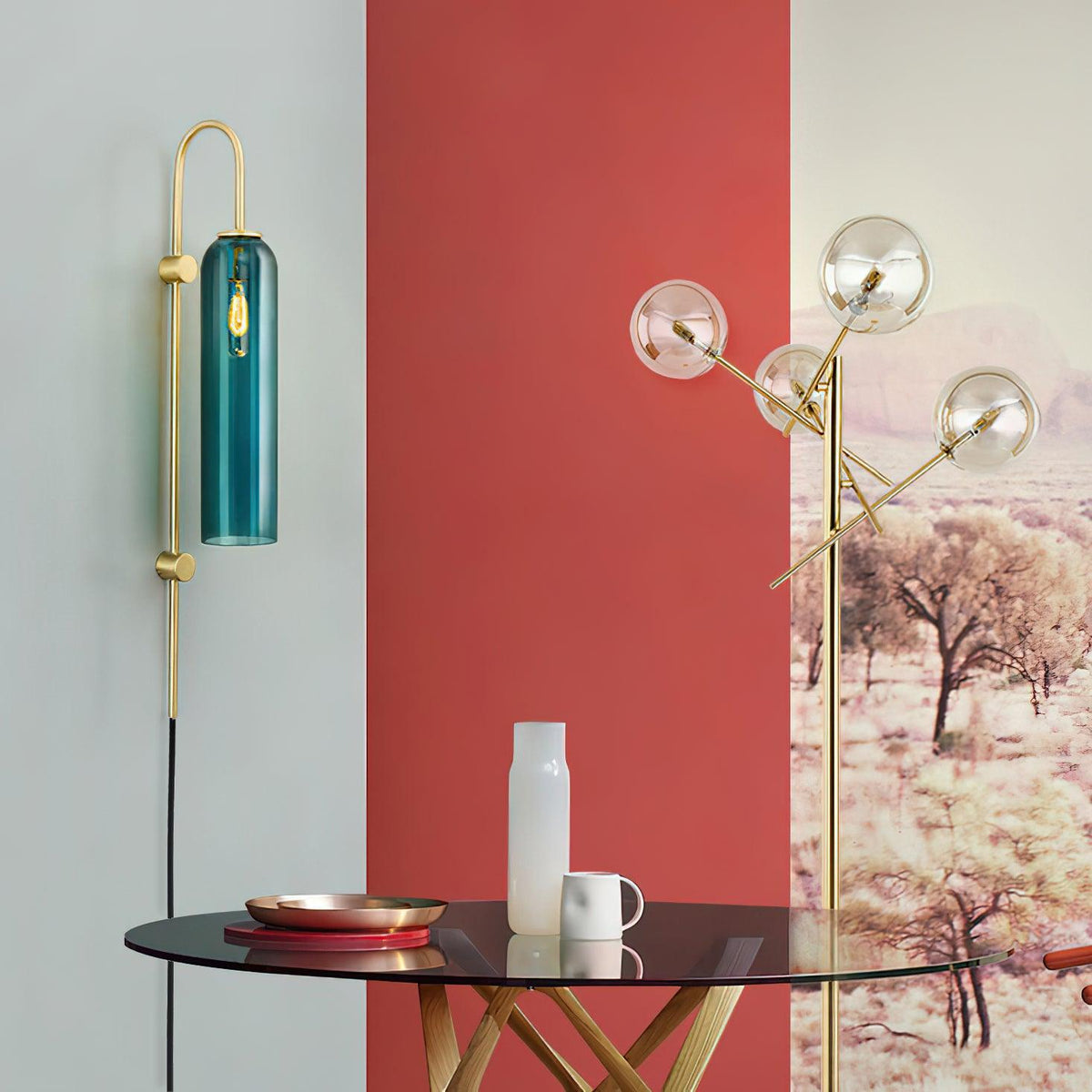 Modern Glass Plug In Wall Lamp