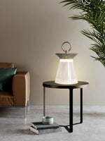Ribbed Acrylic Built In Battery Table Lamp
