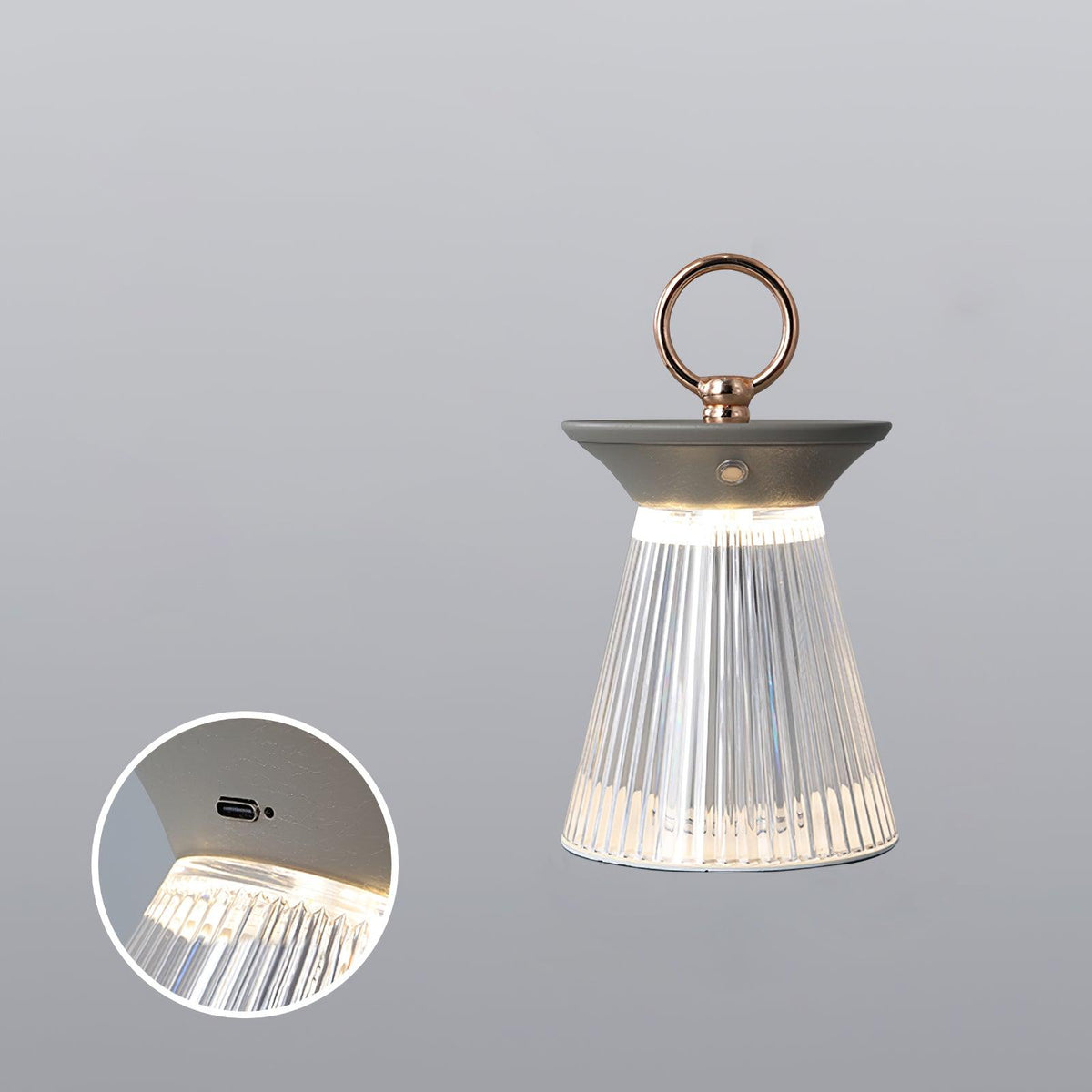 Ribbed Acrylic Built In Battery Table Lamp