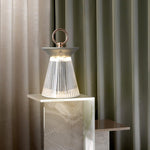 Ribbed Acrylic Built In Battery Table Lamp