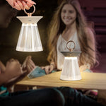 Ribbed Acrylic Built In Battery Table Lamp