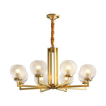 Ribbed Glass Brass Chandelier
