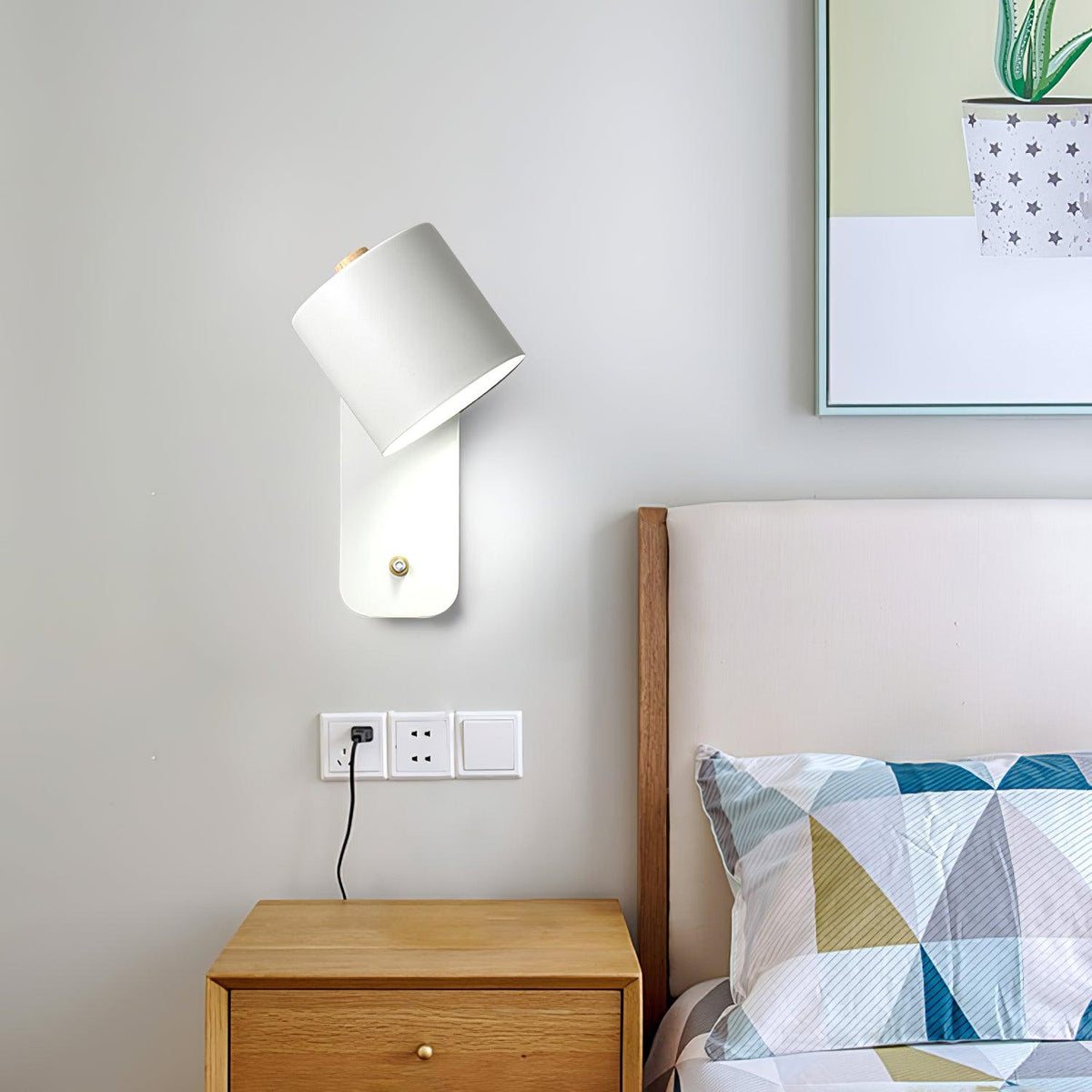 Rotatable Cylinder Plug In Wall Lamp