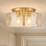 golden-modern-drum-water-ripple-glass-brass-flush-mount-light