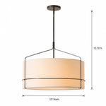 rustic-white-fabric-drum-shade-pendant-light