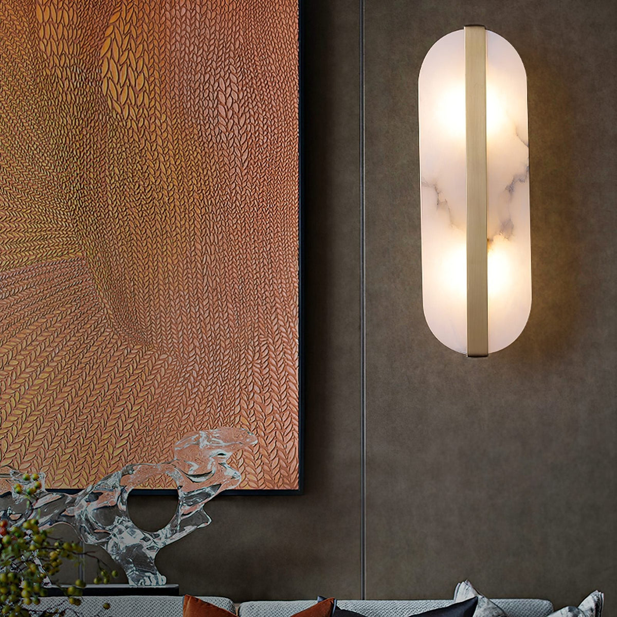 Alabaster Stone Wall Sconce with LED Illumina