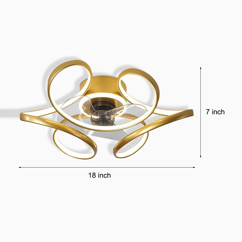 18' Flower Shaped Modern Ceiling Fans Light with Remote Chandelier with Fan