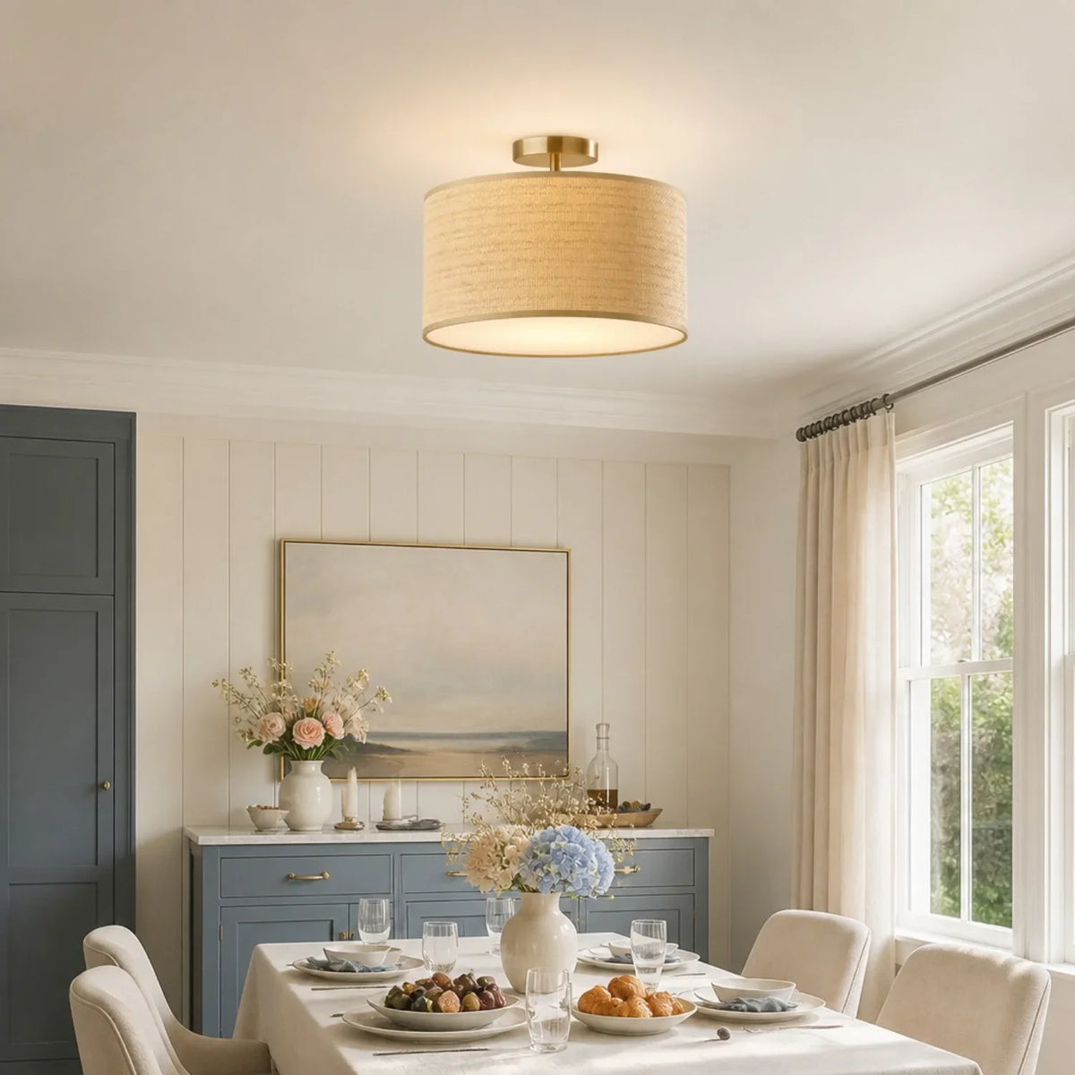 drum-woven-flush-mount-ceiling-light