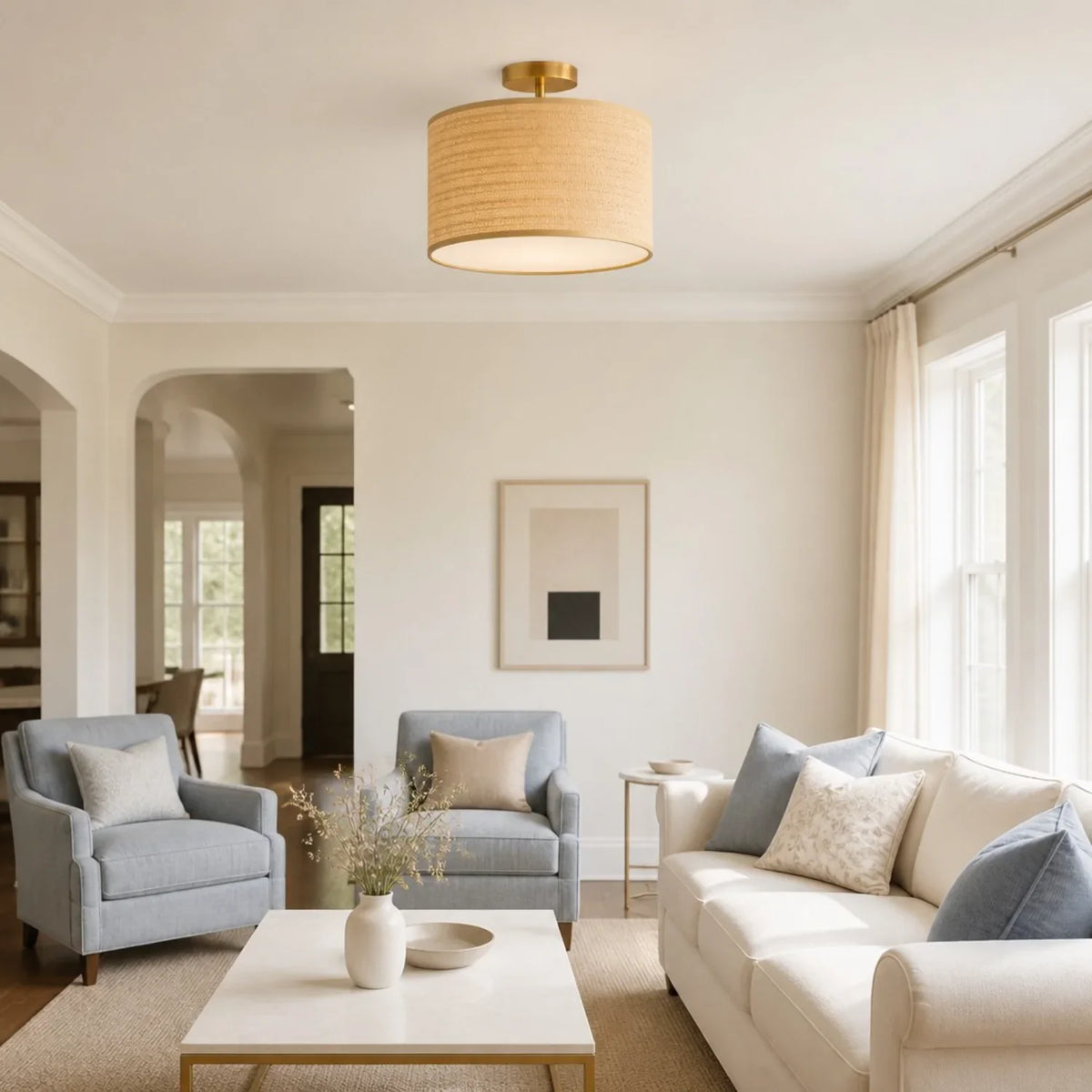 drum-woven-flush-mount-ceiling-light