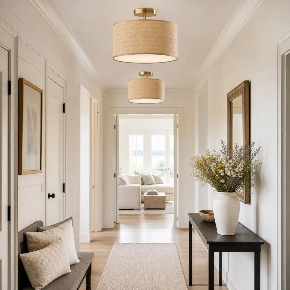 drum-woven-flush-mount-ceiling-light