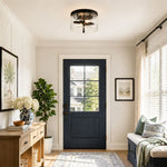 modern-black-drum-shade-hammered-glass-flush-mount-ceiling-light