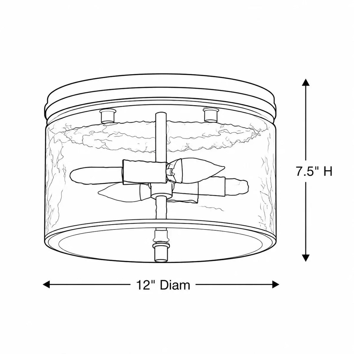 modern-black-drum-shade-hammered-glass-flush-mount-ceiling-light