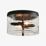modern-black-drum-shade-hammered-glass-flush-mount-ceiling-light