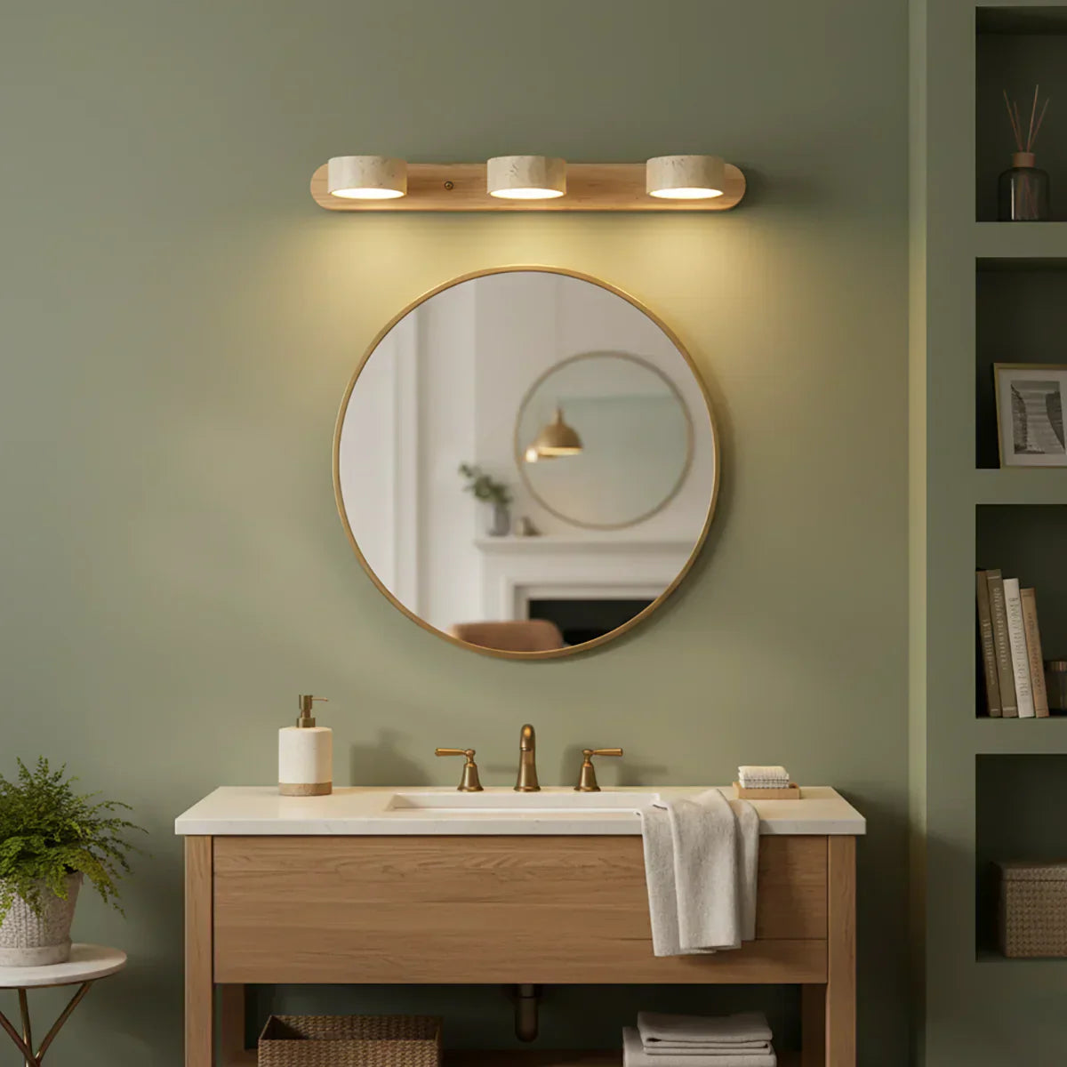 Travertine Duo Wood Wall Light 1