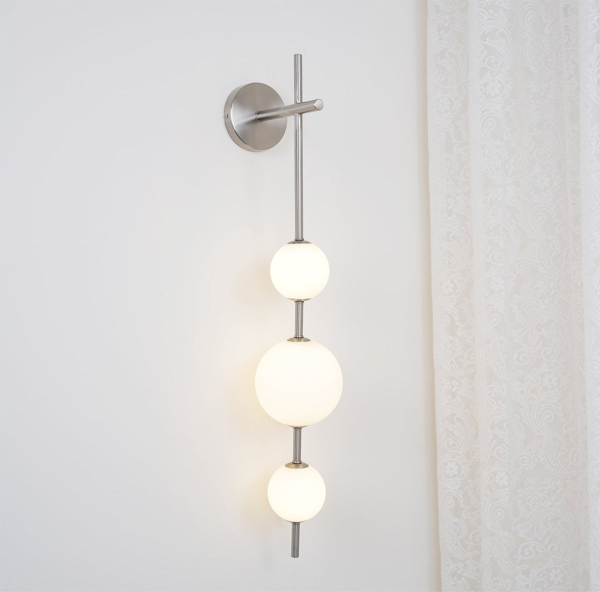 Vertical Globe Plug In Wall Lamp