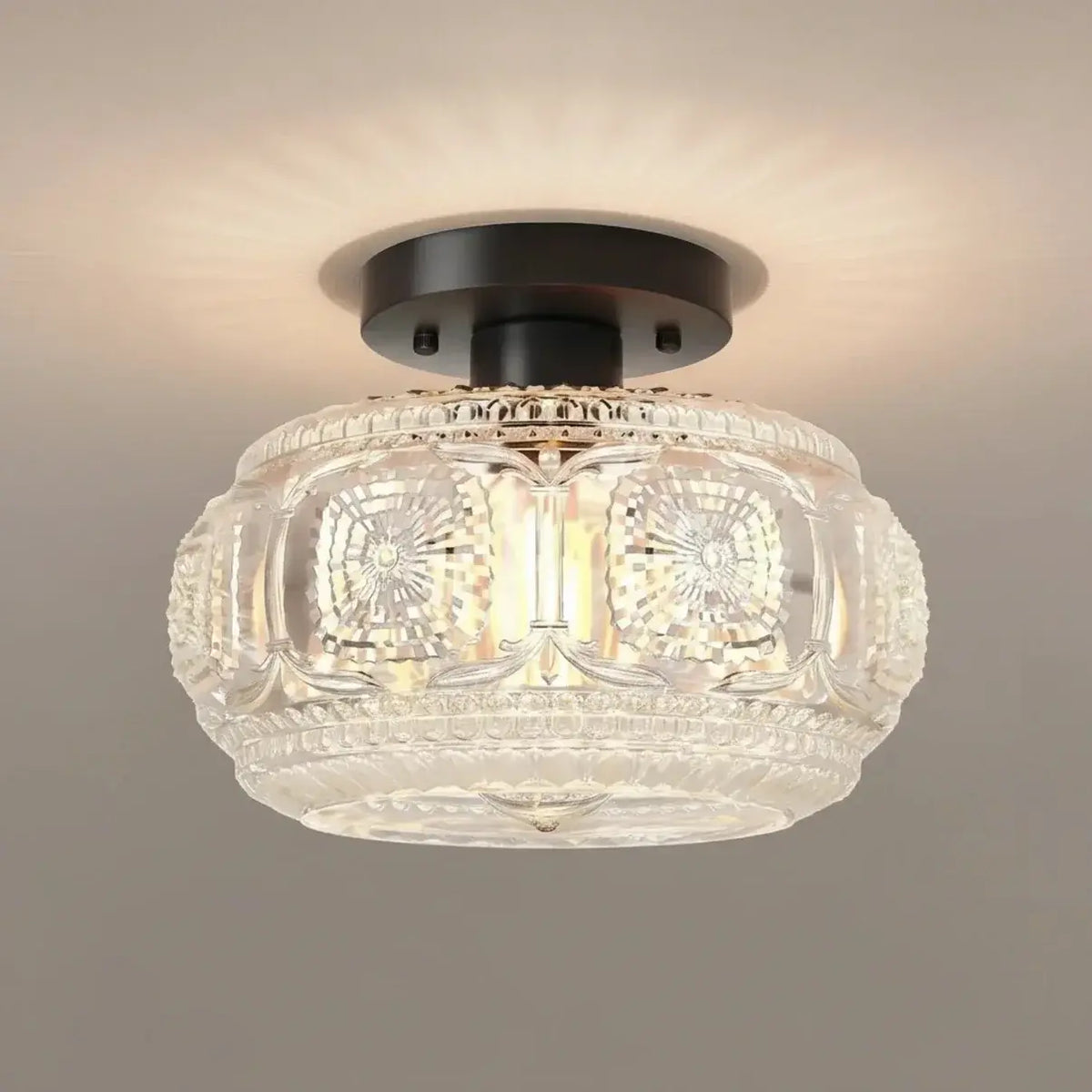 vintage-pattern-glass-round-semi-ceiling-light