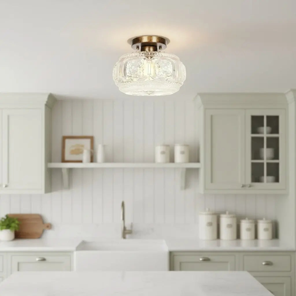 vintage-pattern-glass-round-semi-ceiling-light