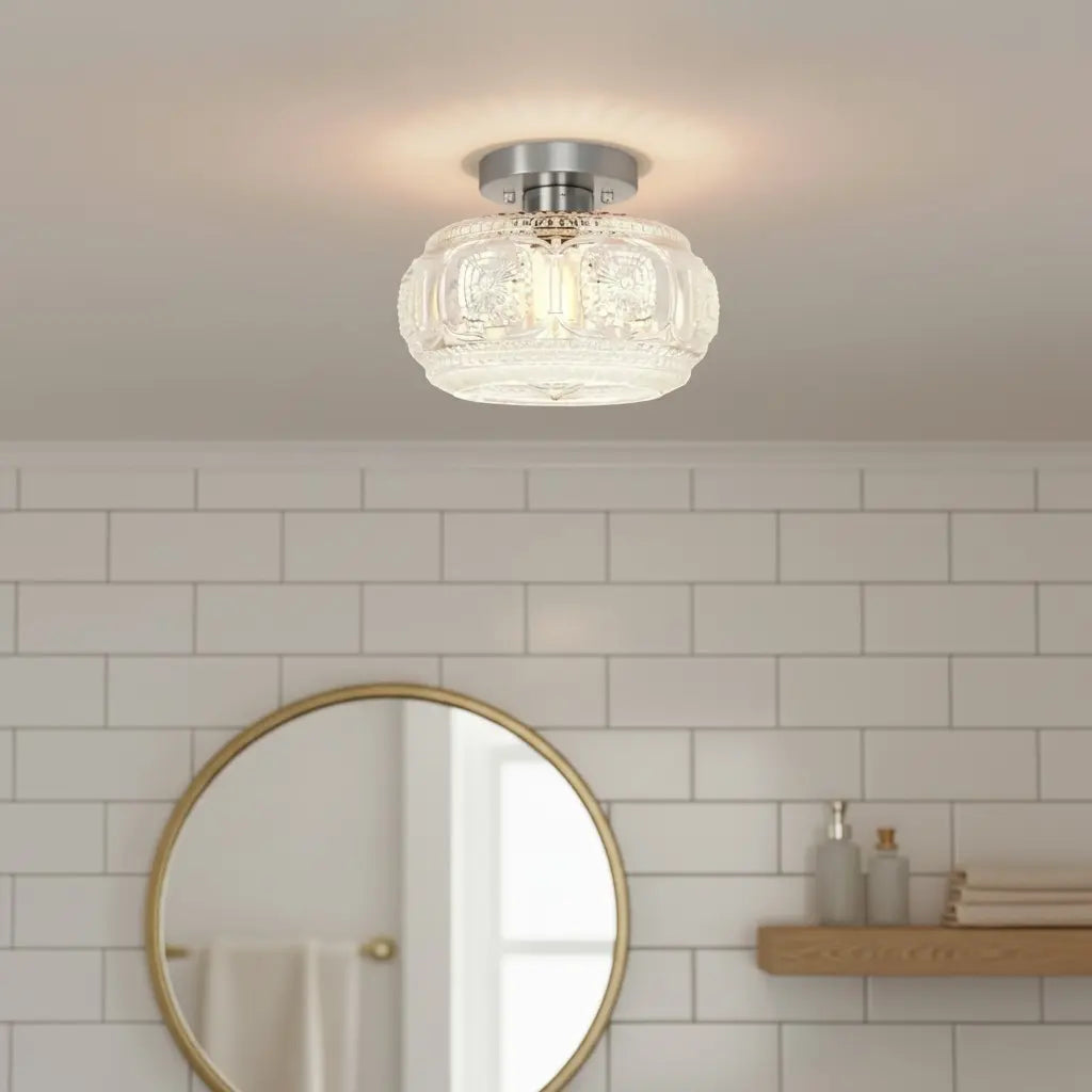 vintage-pattern-glass-round-semi-ceiling-light