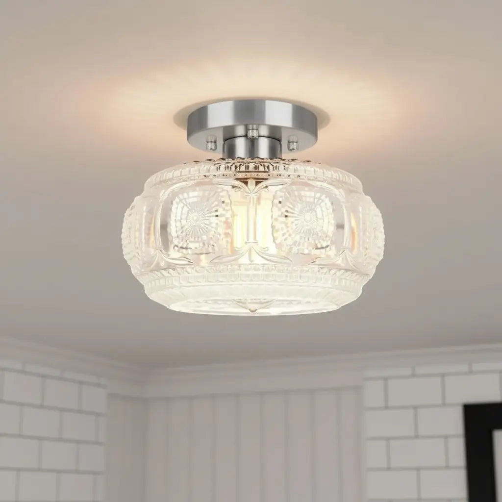 vintage-pattern-glass-round-semi-ceiling-light