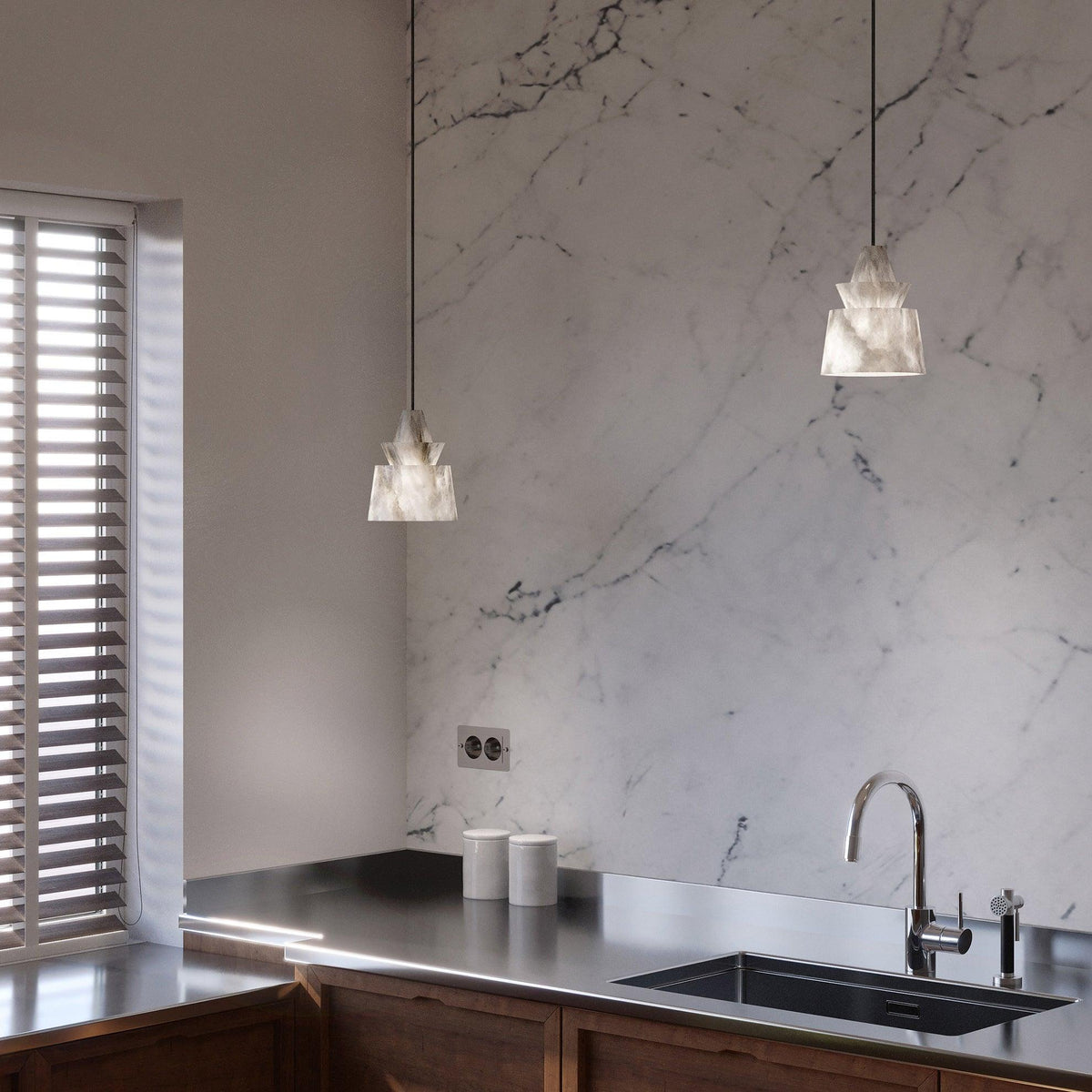 White Alabaster Pendant Light