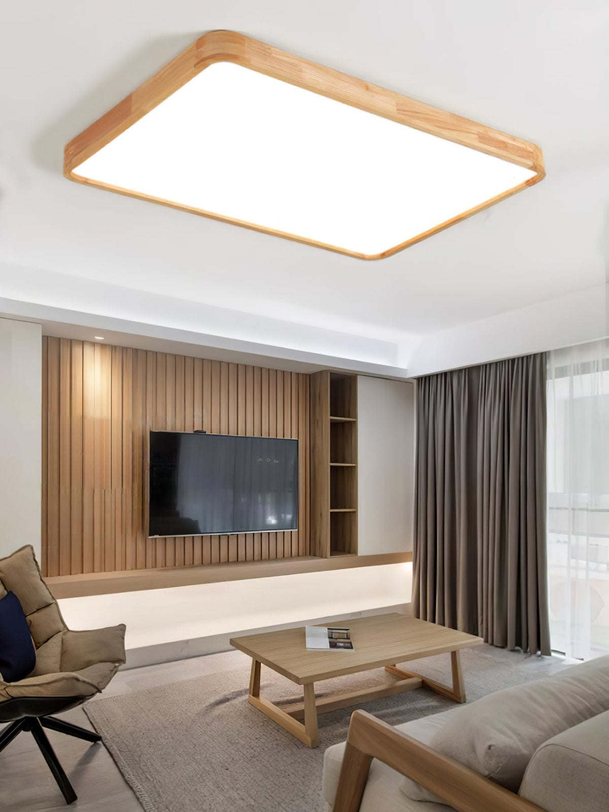 Wooden Geometric Ceiling Light Round Square